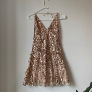 Standing Too Close Dress In Gold Sequin by Showpo